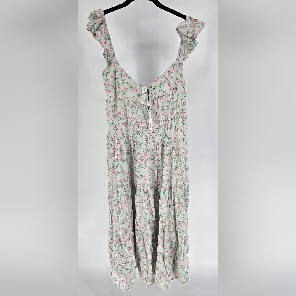 Floral‎ Midi Dress with Ruffle Straps